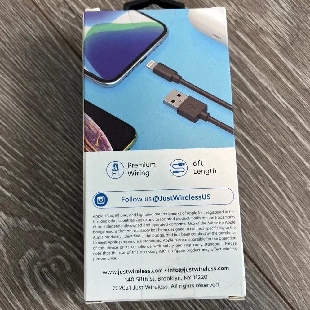 New JW Just Wireless 6ft USB Connector Cables In Black‎